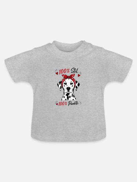 Dalmatiner 100% Stil - Baby Bio-T-Shirt mit Rundhals - Grau meliert