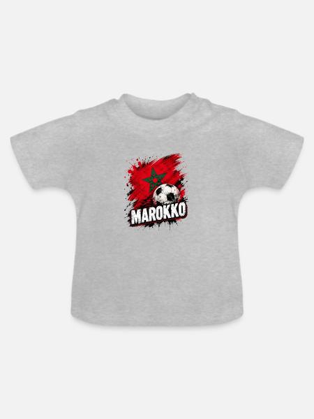 Marokko Fußball  - Baby Bio-T-Shirt mit Rundhals - Grau meliert