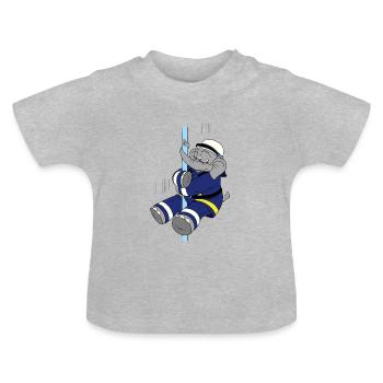 Benjamin Blümchen als Feuerwehrmann - Baby Bio-T-Shirt mit Rundhals - Grau meliert - Vorne