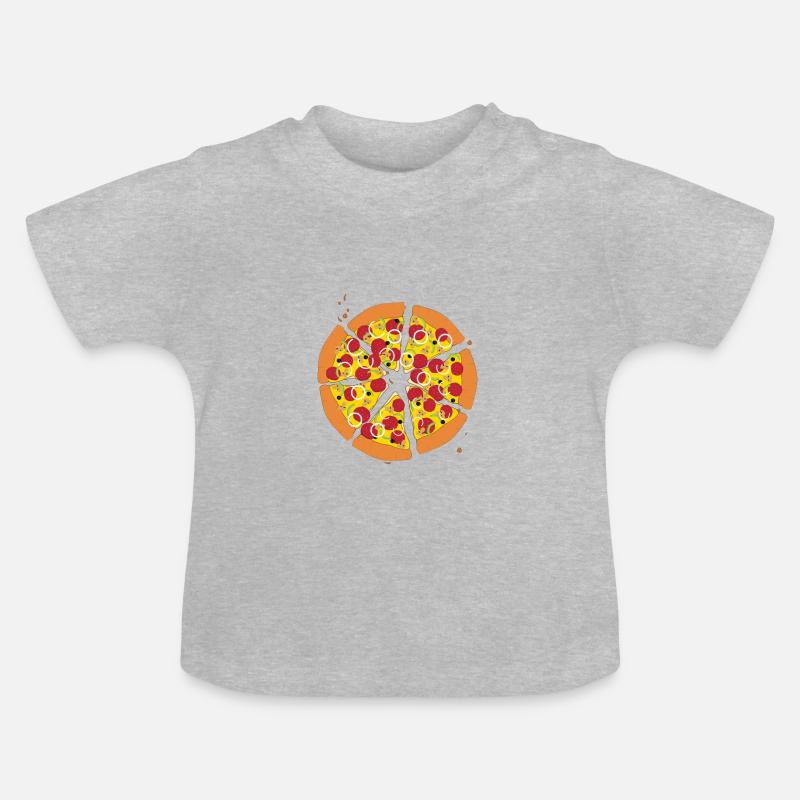 pizza - T-shirt bio col rond Bébé - gris chiné