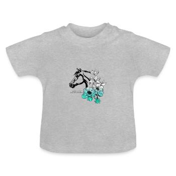 Horse and Flowers - HORSE STUFF BY STRALUNATICA - Baby Organic T-Shirt with Round Neck - heather grey - Front