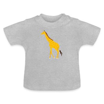Giraffe - Baby Organic T-Shirt with Round Neck - heather grey - Front