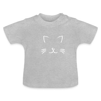 tête animal tête chat - T-shirt bio col rond Bébé - gris chiné - Devant