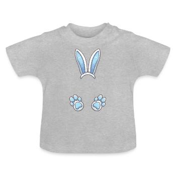 Bébé Lapin Bleu - Personnalisable - T-shirt bio col rond Bébé - gris chiné - Devant