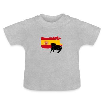 Spanisch Nationalität - Baby Bio-T-Shirt mit Rundhals - Grau meliert - Vorne