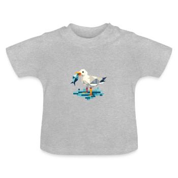 Moin Nordsee Vogel Möwe Polygon Fisch Angler Pier - Baby Bio-T-Shirt mit Rundhals - Grau meliert - Vorne