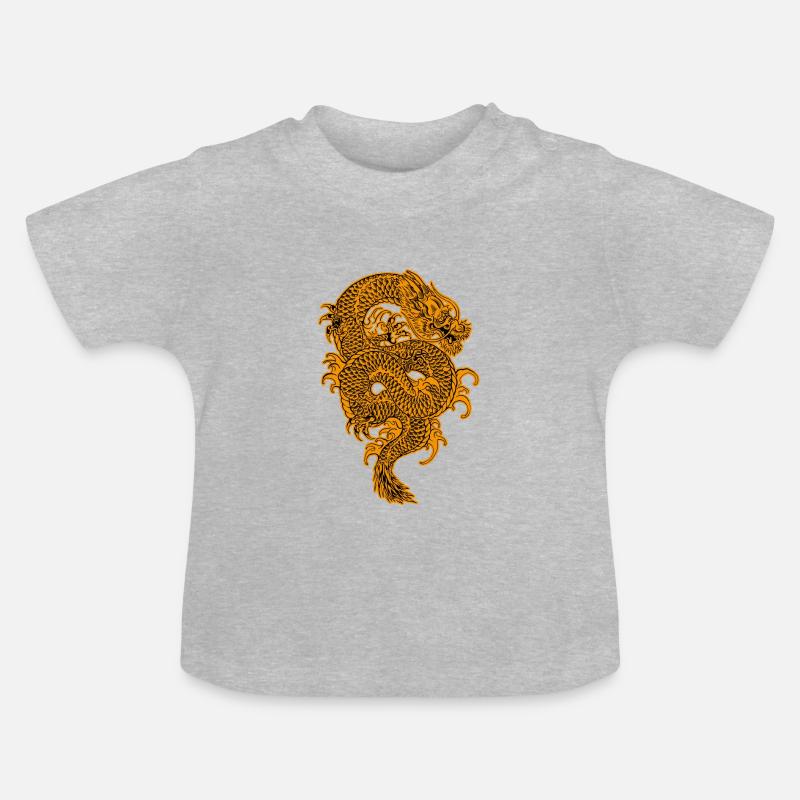 dragon jaune - T-shirt bio col rond Bébé - gris chiné