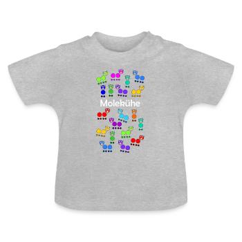 Molecules + cows = molecules - Baby Organic T-Shirt with Round Neck - heather grey - Front