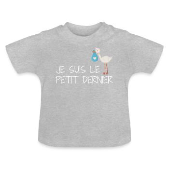 Je suis le petit dernier - T-shirt bio col rond Bébé - gris chiné - Devant
