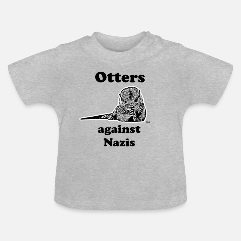 ottersagainstnazis - T-shirt bio col rond Bébé - gris chiné