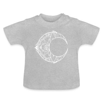 Halbmond Mandala in weiss - Baby Bio-T-Shirt mit Rundhals - Grau meliert - Vorne