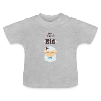 My first Eid - boys - Baby Organic T-Shirt with Round Neck - heather grey - Front