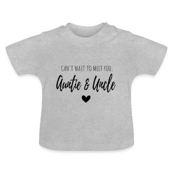 Can't wait to meet you, auntie and uncle. - Baby Organic T-Shirt with Round Neck - heather grey - Front