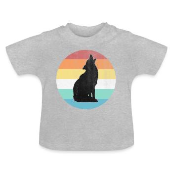 wolf - Baby Organic T-Shirt with Round Neck - heather grey - Front