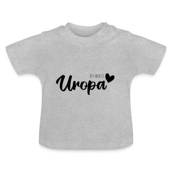 Du wirst Uropa - Baby Bio-T-Shirt mit Rundhals - Grau meliert - Vorne