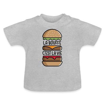 La Bouffe c'est la Vie - T-shirt bio col rond Bébé - gris chiné - Devant