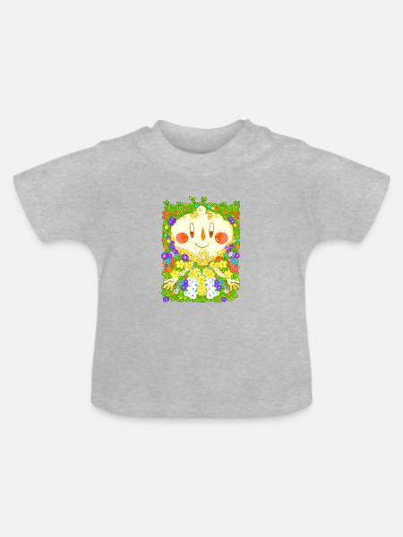 Blummenbeet - Baby Bio-T-Shirt mit Rundhals - Grau meliert