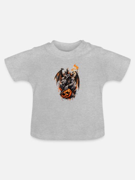 Cooler Halloween-Gargoyle - Baby Bio-T-Shirt mit Rundhals - Grau meliert