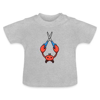 Bande dessinée homard crabe homard homard langouste bleu ciseaux - T-shirt bio col rond Bébé - gris chiné - Devant