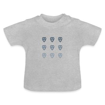 Herz-Anstecknadel - Baby Bio-T-Shirt mit Rundhals - Grau meliert - Vorne