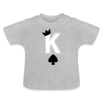 Herz König K King Krone Pik Karte - Baby Bio-T-Shirt mit Rundhals - Grau meliert - Vorne