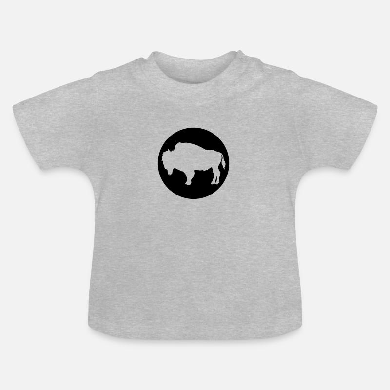 bison - T-shirt bio col rond Bébé - gris chiné
