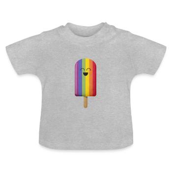 Glace arc-en-ciel verticale - T-shirt bio col rond Bébé - gris chiné - Devant