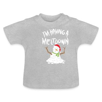 Lustiger Winter habe ich ein Einschmelzen-Geschenk - Baby Bio-T-Shirt mit Rundhals - Grau meliert - Vorne