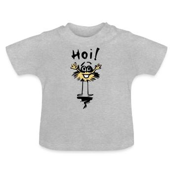 lustiger Mann sagt hallo - Baby Bio-T-Shirt mit Rundhals - Grau meliert - Vorne