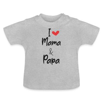 Enfants Clothes | I Love Mama and papa | Baby Body - T-shirt bio col rond Bébé - gris chiné - Devant