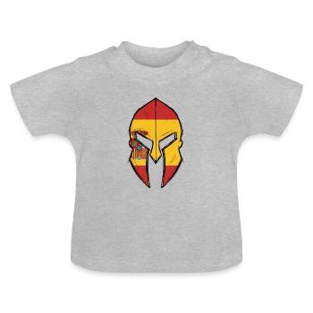 Drapeau de l’Espagne en casque spartiate - T-shirt bio col rond Bébé - gris chiné - Devant