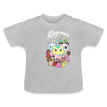 Kawaii - Süssigkeiten - Baby Bio-T-Shirt mit Rundhals - Grau meliert - Vorne