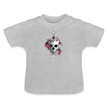 Skullcross Bee Tattoo Design - Baby Organic T-Shirt with Round Neck - heather grey - Front