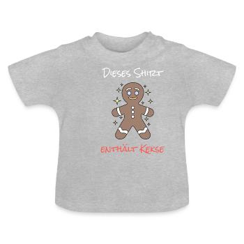 contains cookies - Baby Organic T-Shirt with Round Neck - heather grey - Front