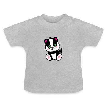 Bowie le blaireau - T-shirt bio col rond Bébé - gris chiné - Devant