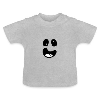 Funny ghost face - Baby Organic T-Shirt with Round Neck - heather grey - Front