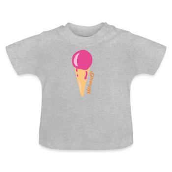 Glace avec gaufre Summer - T-shirt bio col rond Bébé - gris chiné - Devant