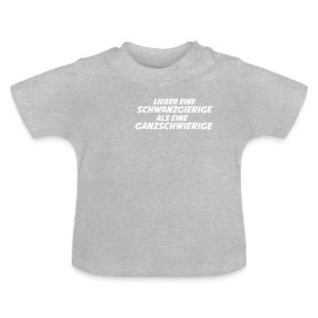 Rather a tail-greedy fun saying - Baby Organic T-Shirt with Round Neck - heather grey - Front