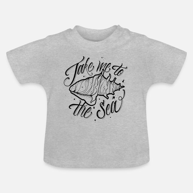 Emmenez-moi à la mer surf mer voyage de vacances - T-shirt bio col rond Bébé - gris chiné