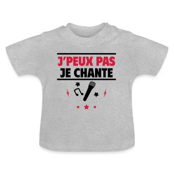 je chante,toujours en musique,chanteuse,chanteur - T-shirt bio col rond Bébé - gris chiné - Devant