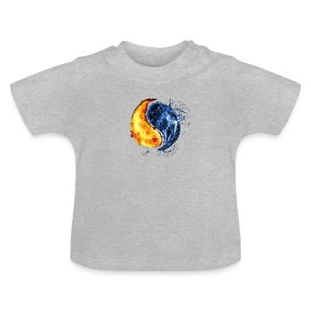 Ying Yang Simbol - Baby Bio-T-Shirt mit Rundhals - Grau meliert - Vorne