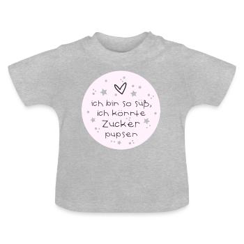 I'm so cute, I could fumble sugar - girl - Baby Organic T-Shirt with Round Neck - heather grey - Front