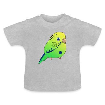 Wellensittich, Klein Wellensittich - Baby Bio-T-Shirt mit Rundhals - Grau meliert - Vorne