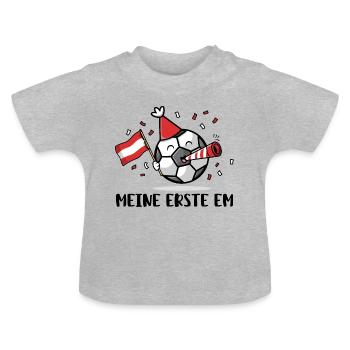 Fußball Fan Österreich für Kinder & Babys - Baby Bio-T-Shirt mit Rundhals - Grau meliert - Vorne