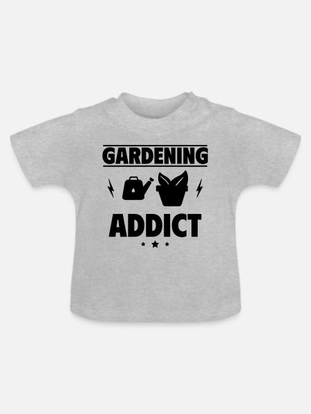 Garten-Süchtig - Baby Bio-T-Shirt mit Rundhals - Grau meliert
