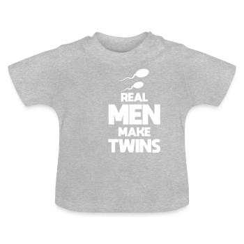 Twin devient père - T-shirt bio col rond Bébé - gris chiné - Devant