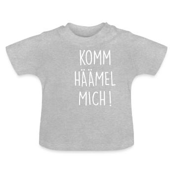 Typisch Saarländisch HÄÄmel mich - Baby Bio-T-Shirt mit Rundhals - Grau meliert - Vorne