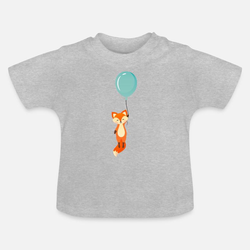 Fuchs Fliegt Luftballon Schlaufuchs Einschulung - Baby Bio-T-Shirt mit Rundhals - Grau meliert