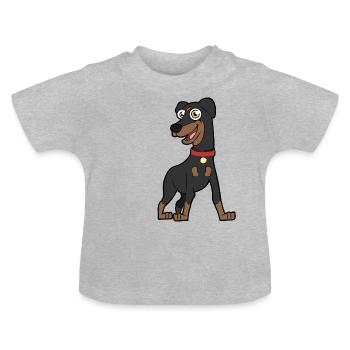 Deutscher Pinscher - Baby Bio-T-Shirt mit Rundhals - Grau meliert - Vorne