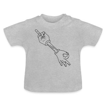Moyen doigt regardé en (noir)! - T-shirt bio col rond Bébé - gris chiné - Devant